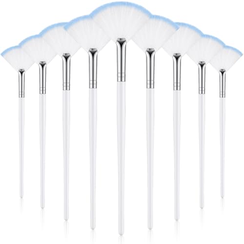 Maitys 9 Pieces Facial Fan Mask Brushes, White Blue - color: White Blue