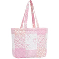 Aliceset Quilted Patchwork Tote Bag for Women Cotton Shoulder Bag Back to School Gift Farmhome Rustic Handbag Commuting Beach - style: Pink Bow