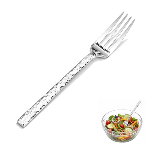 KINGSTONE 24-Piece Hammered Salad Forks Set, 7.25" 18/10 Stainless Steel - size: 24-Piece
