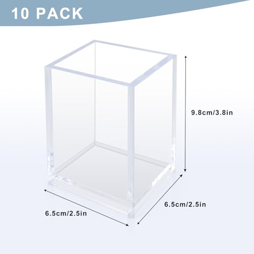 10 Pack Clear Acrylic Pen Holders, Pencil Cup Desk Organizers - color: 10pcs