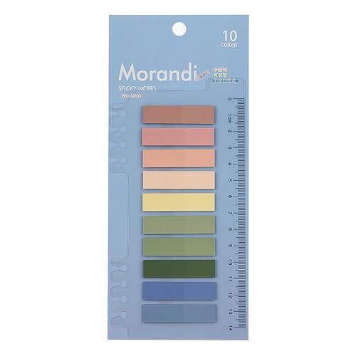 Transparent Sticker with Ruler, 10 Color Index Label, 200 Sheets, 8.7 x 3.1 inches, Brown and Blue (Blue) - color: Blue