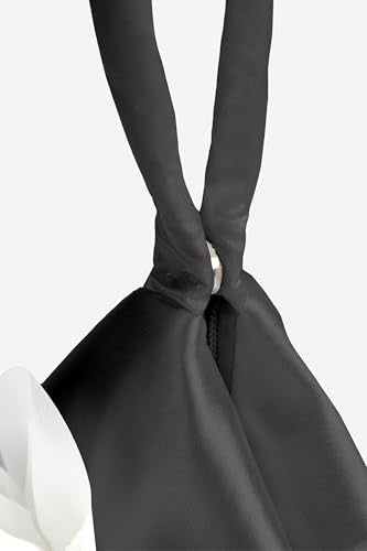 BABEYOND Women's Flower Satin Evening Bags Triangle Clutch Purses - color: Black With White Flower