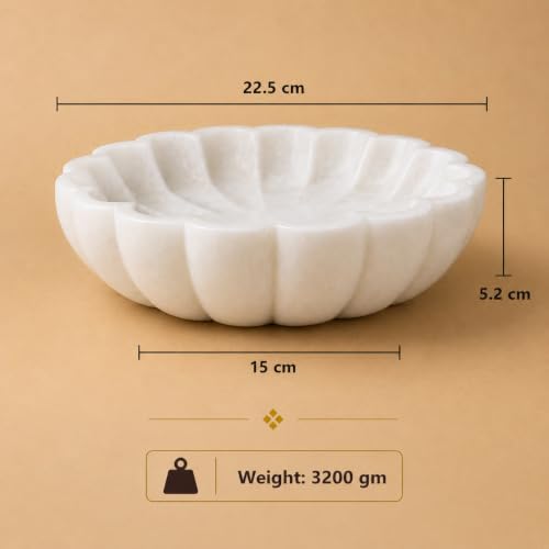 RITUALISTIC Marble Lehar Urli | Urli for Flower Decoration | Marble Urli Bowl for Home Decoration | Kitchen Décor | Bowl for Decorations | Perfect for Festive Occasion & Valentine's day gift - style: Lehar Marble Urli