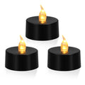 KOABY 24 Pack Warm Yellow Light Flameless Tea Lights, Black Base, Last 100H - color: Warm Yellow Light, Black Base, size: 24 Pack