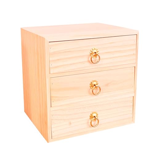 3 Layer Natural Wooden Storage Box Organizer Desk Accessories - style: 3 Layer