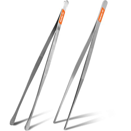 12-Inch Cooking Tweezers, 2-Pack Stainless Steel Kitchen Tongs