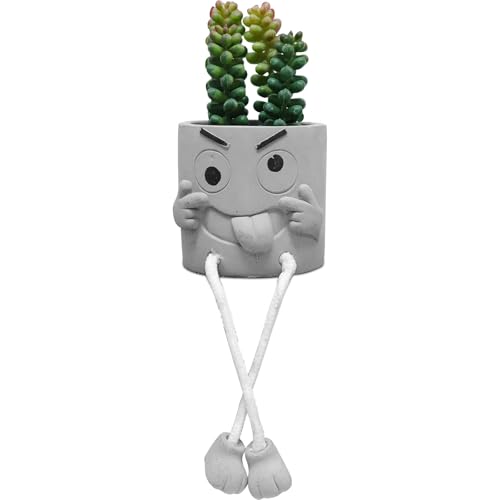 Zerzsy Artificialplant Succulents in Cement Pots with Hanging Leg, Kitchen Shelf Decor, Bathroom Shelf Decoraion, Home Sheves Decoration Accents, Office Wall Decor - Set of 1 - color: 1 Pcs Set/Tongue