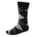 tiemart Men's Socks, Fits Men's Shoe Sizes 8-12 - color: Black and Graphite Gray Argyle