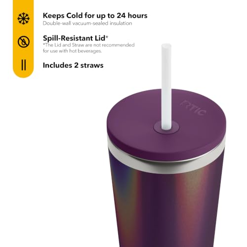 RTIC 28oz Everyday Tumbler, Insulated, Ceramic Lined, Plum Glitter - color: Plum Glitter, size: 28 Ounces