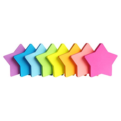 SIMONA Star Shape Sticky Notes 3x3 Inch, 8 Bright Colors, 600 Sheets - color: 8 Bright Colors