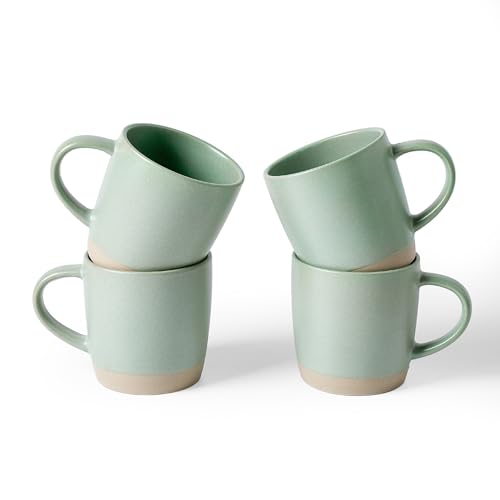 famiware Coffee Mugs Set of 4, Milkyway 13 oz Ceramic Cup Set with Handle - color: Milkyway-Light Green, size: 4 Count (Pack of 1)
