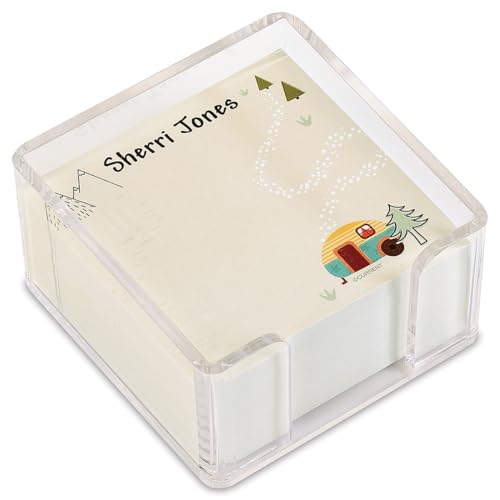 Current Camping Personalized Note Sheets in a Cube - 400, 3.38 x 3.38, Loose Sheets in 2.75" Tall Clear Acrylic Box - color: Camping