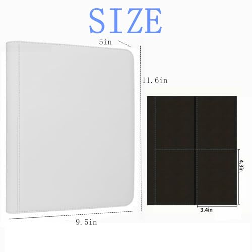 Toploader Binder,4-Pocket Double Sided Top Loaders Binder,Holds 128 Cards in 3"x4" Toploaders,PU Leather Card Binder Abulm for Toploader Trading,Sports,and Gaming Cards (White) - color: White