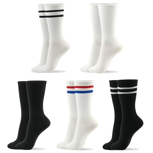 Womens Cotton Crew & Ankle Socks, Cute Floral Ruffle Colorful Tube Size 6-9 - color: Tube Striped B