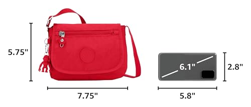 Kipling Sabian Crossbody Mini Bag - color: Red Rouge, size: 7.75''L x 5.75''H x 3.25''D