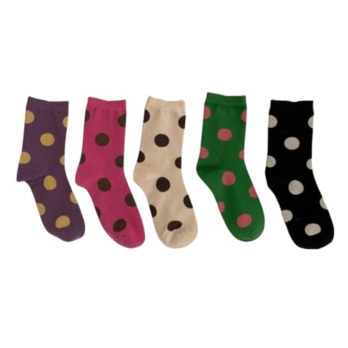 OTAODKA Cute Cotton Socks for Women Novelty Ankle Athletics Sock - color: 5 Pack Dots