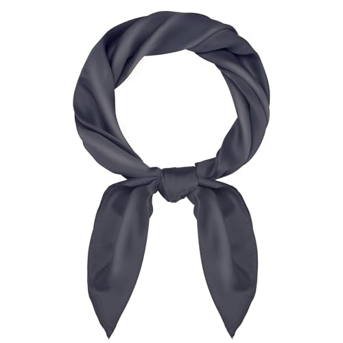 Pistha Satin Scarf Neck Scarf Square Bandanas Hair Handkerchief 27.5 inch - color: Gray
