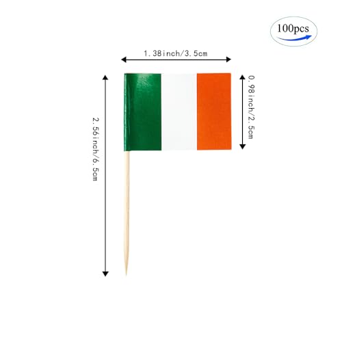 mflagperft Ireland Toothpick Flags 100 Pack, Irish Flag Cocktail Picks - color: Ireland