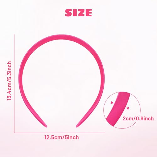 Cinaci 20 Pieces Candy Color Width 2cm/0.8" Plastic Headbands Satin Wrapped Blank Plain DIY Craft Project Headbands for Women Girls Teens Kids Hair Accessories