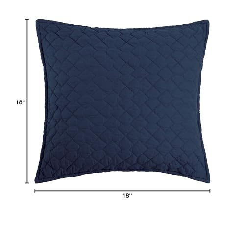 C&F Home Regent Indigo Solid Quilted Accent Throw Pillow 18" x 18" - color: Blue