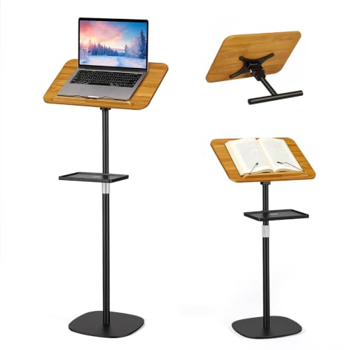 2-in-1 Floor & Desktop Music Book Stand, Adjustable Height 19.7-51.2 in - color: Brown