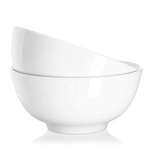 DOWAN Soup Bowls, Ramen Bowl for Noodle, 39 Ounce large Cereal Bowls for Kitchen, 7 Inches Centerpiece Bowls, Microwave and Dishwasher Safe, White - size: 7 inches
