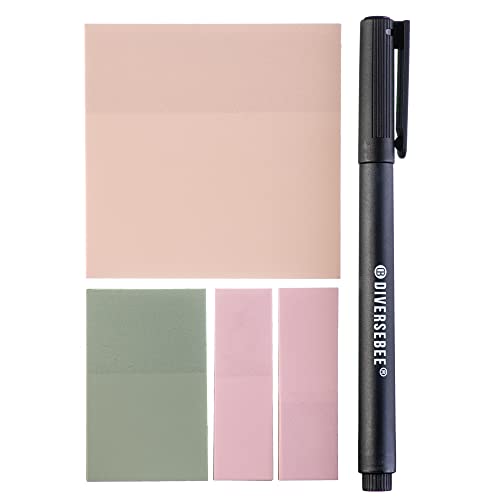 DiverseBee Transparent Sticky Notes Set with Quick Dry Pen (Pastel) - color: Pastel