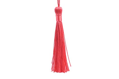 KONMAY 20pcs 3.5'' Small Silky Soft Craft Mini Bookmark Tassels with Loops for Jewelry Making, Gift Wrapping, Zipper Pull, Home Decor(Coral Pink) - color: Coral Pink