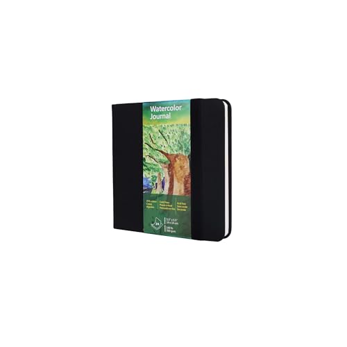 tumuarta Watercolor Sketchbook,140 LB,300 GSM, Cotton Paper, Cold Press, 5.5"X5.5", 24 Sheets,Acid Free Watercolor Paper Square Sketch Books for Use As Travel Notebook and Mixed Media Pad - color: Black, size: 5.5x5.5"