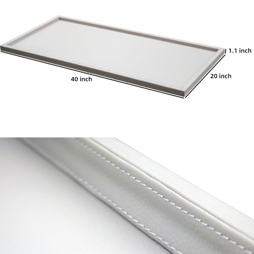 40 * 20 Inch Rectangular Ottoman Tray | Textured PU Leather, Waterproof & Heat-Resistant Storage for Coffee/Dining Tables, Sofa, Bed, Entertainment & Party (Tranquil Beige, 40 * 20in) - color: Tranquil Beige, size: 40" x 20" x 1.1"