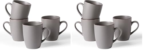 famiware Venus Coffee Mugs for 4, 12 oz Mug Set, Dringking Cup with Handle for Coffee, Tea, Cocoa, Milk, Dark Grey (Pack of 2) - color: Dark Gray, size: 4pcs (Pack of 2)
