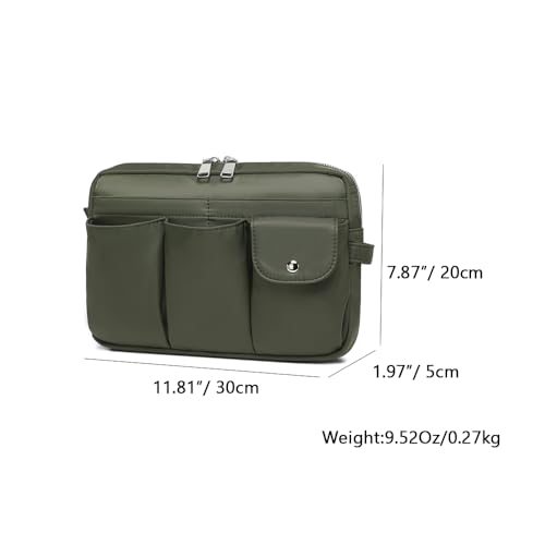 Pencil Holder Storage Bag for Women, Large Capacity Zippered Pencil Case with Multiple Pockets, Nylon Canvas Stationery Organizer for Office, Travel & Daily Use (Nylon,Army Green) - color: Army Green/Nylon