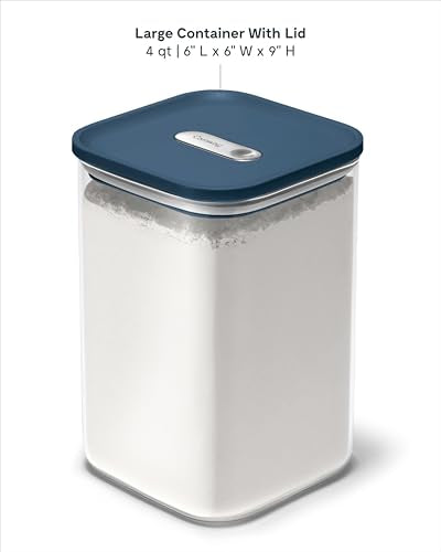 Caraway 4 qt Glass Airtight Food Storage Container with Lid - color: Navy, size: 4qt Container