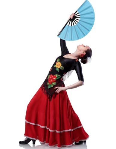2 Pack Large Folding Hand Fan for Men/Women, Rave Fan Vintage Retro Fabric Fans, Chinese Kung Fu Tai Chi Hand Fan for Festival, Dance, Gift, Performance, Decorations (Lake Blue) - color: Lake Blue