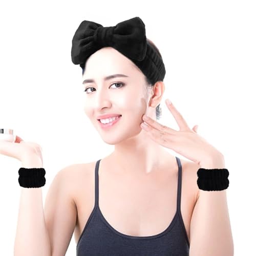 AOPRIE SPA Headbands for Washing Face Makeup Headbands with Bow Hair Band Women Facial Head Band Laurel Wrist Towel Wraps For Shower Face Mask Gray Black White Beige, 12 Pack - color: Gray Black White Beige