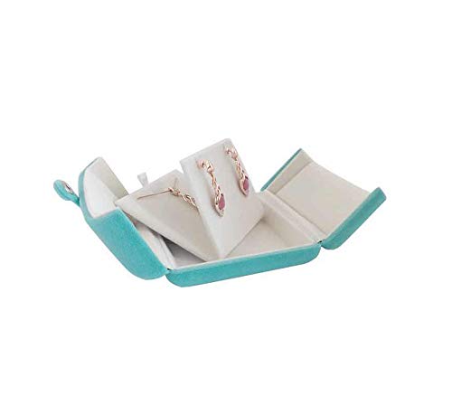Aqua Packaging Case Premium Velvet Jewelry Gift Box Double Layer Function Necklace Earring Combo (Jewelry not included) - color: Necklace Earring Combo Case