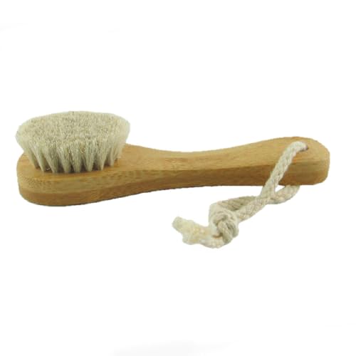 2 Pack 6" Bamboo Handle Dry Facial Cleansing Brush with Natural Soft Horsehair Bristles, Face Brush Cleanser Skin Care Exfoliating Brush Scrubber.