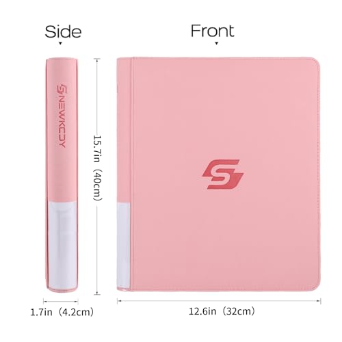 Snekdy Top loader Binder, 9 Pockets Top Loader，Holds 360 Top Loaders cards, Card binder with Sleeves for card in 3 x 4 inches color smooth Zipper PU Leather (Pink) - color: Pink