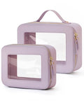 Popvibe Clear Toiletry Bag 2 Pack, Travel Makeup Bag Medium & Large Purple - color: Purple, style: Dual Elegance
