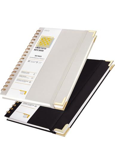 OWSC Lined Spiral Notebook, Hardcover 7.1 x 10 IN B5 Notebook, Grey Black - size: 2 Pack B5 Grey Black