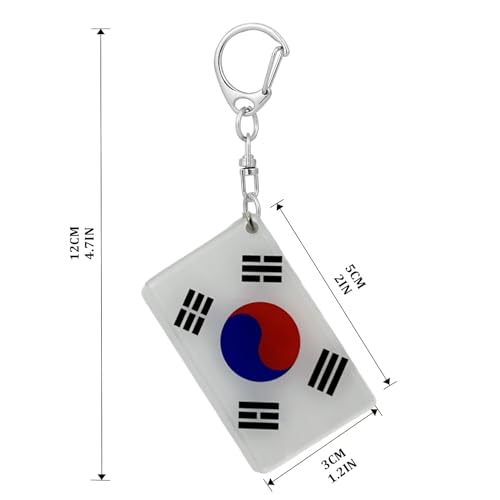 South Korea Flag Keychain - Double Sided Acrylic D Shape Chains Korean Flags Key Chains Men and Women Style Car Key chain Gifts Decoration (3 Pcs)