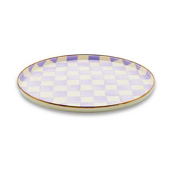 MACKENZIE-CHILDS Enamel Round Tray, Purple-and-White Violet Check - color: Violet Check