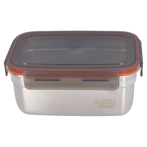 304 Stainless Steel Food Storage Container with Lid, Leak Proof Airtight Lunch Box, Reusable Lunch Box Containers Food Storage Box for Kitchen Freezer (1900ML) - color: 1900ML