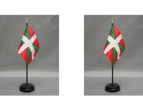 2 Basque Lands Mini Desk Flags with Stands for Office or Tabletop Display - color: Basque Lands