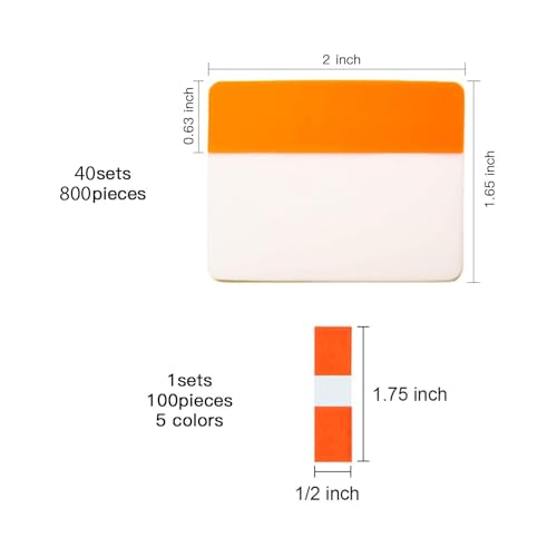 ELII 900 Pcs 2 Inch Sticky Index Tabs - Colorful Writable Book Tabs - color: Vibrant, size: 900