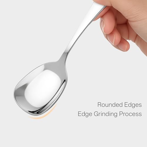 12 Pcs Square Head Soup Spoons, Premium Korean Spoon