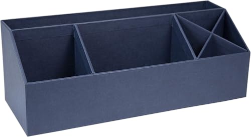 Bigso Elisa Desktop Organizer - Durable Office Desk Organizer with 7 Compartments for Office Supplies and Accessories - 13.1 in x 4.9 in x 4.9 in - Blue - color: Blue
