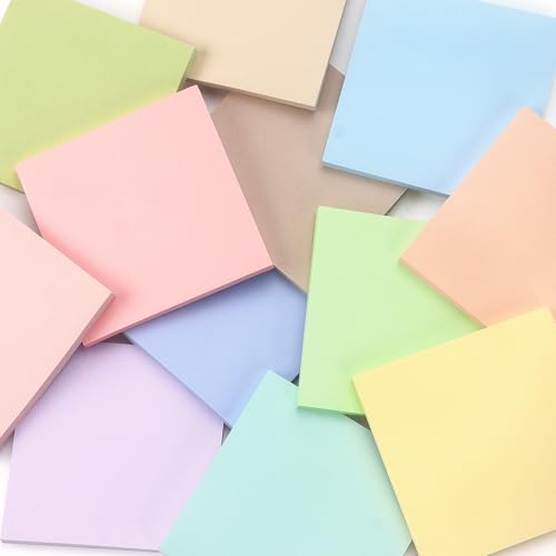 OSBOO Sticky Notes 3x3 Inch 12 Pack Pastel Colors, 50 Sheets/Pad - color: 12 Pastel Colors