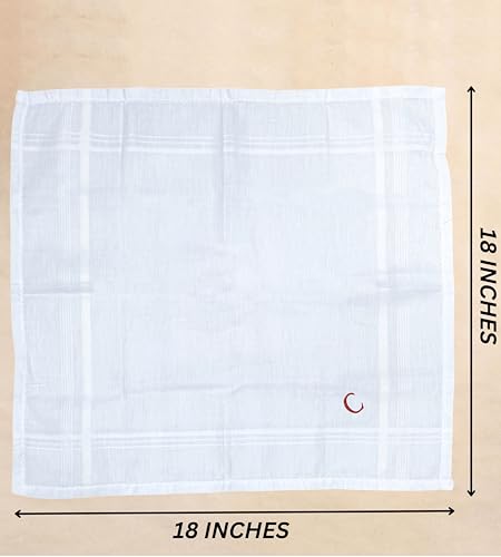 Monogrammed Handkerchiefs for Men 3-Pack Cotton, White Hankies - color: C