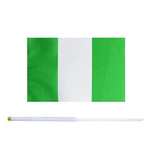 25 Pack Hand Held Small Mini Nigeria Nigerian Stick Flag Round Top National Country Flags,Party Decorations Supplies For Parades,World Cup,Festival Events,International Festival - color: Nigeria